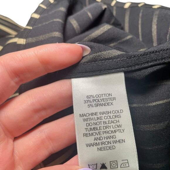 Foxcroft NYC 16W Black Tan Striped Non-Iron Stretch Button Down Blouse - Picture 7 of 7